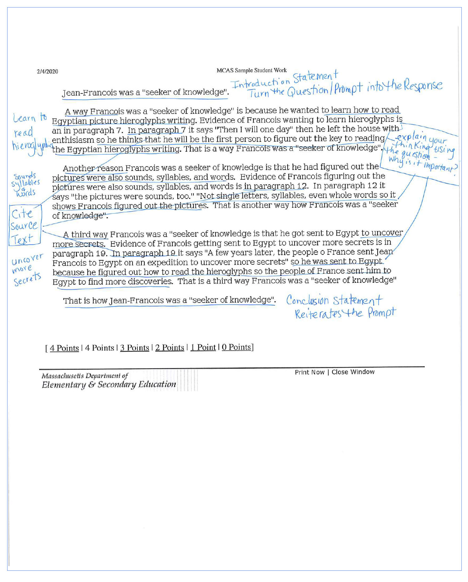 Toolbox Student Writing Samples